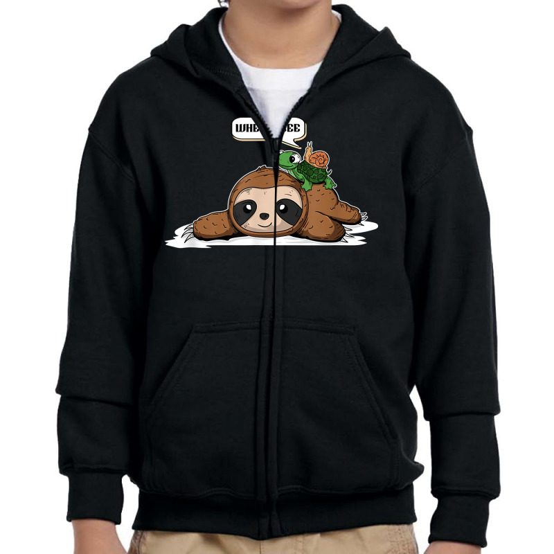 Sloth Turtle Snail Running Riding Team T Shirt Youth Zipper Hoodie by JahmayaWhittle | Artistshot