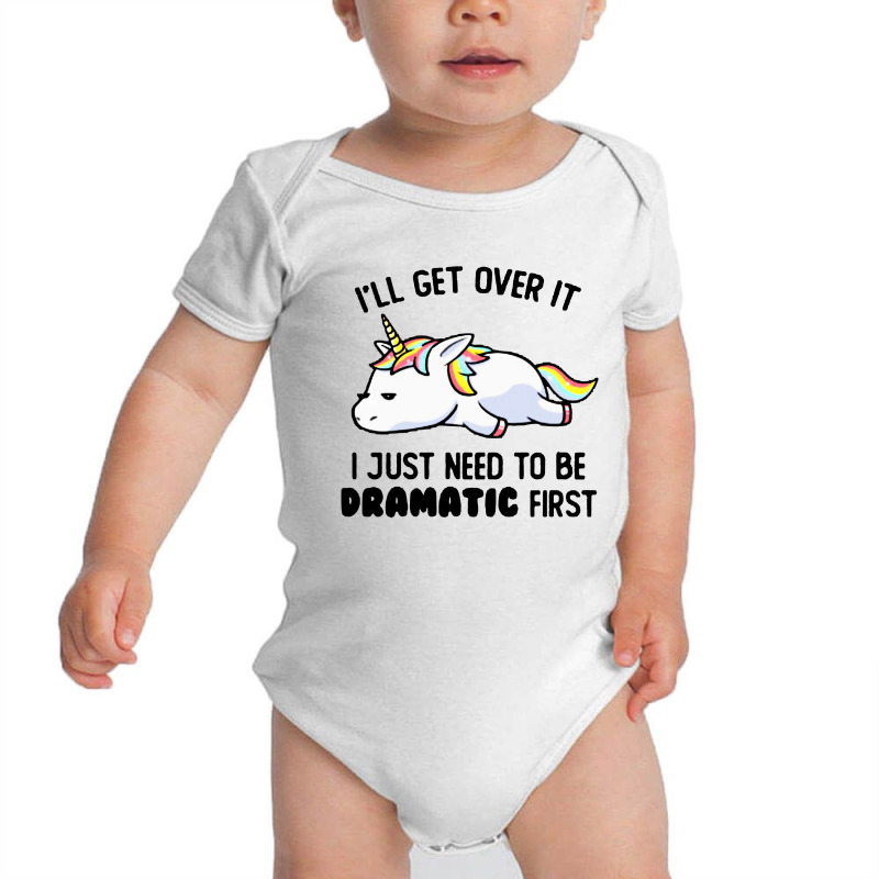 I Just Need To Be Dramatic Lazy Unicorn Baby Bodysuit by ardylanda | Artistshot