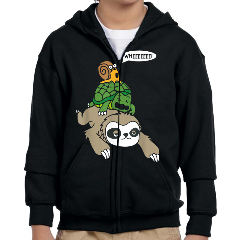 Wheeee! Sloth Turtle Snail Funny Animal Lover Running Tee T Shirt Youth Zipper Hoodie by jermonmccline | Artistshot