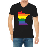 Minnesota Rainbow Flag V-neck Tee | Artistshot