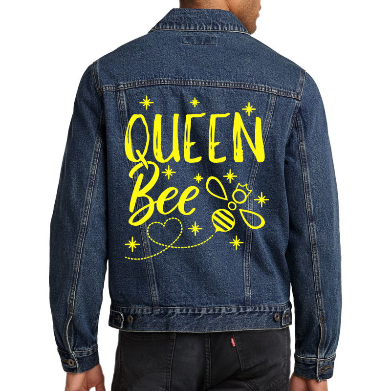 Bee Beekeeper Cute Beekeeper Queen Bee Crown Bee Queen 337 Hive Beekee Men Denim Jacket | Artistshot