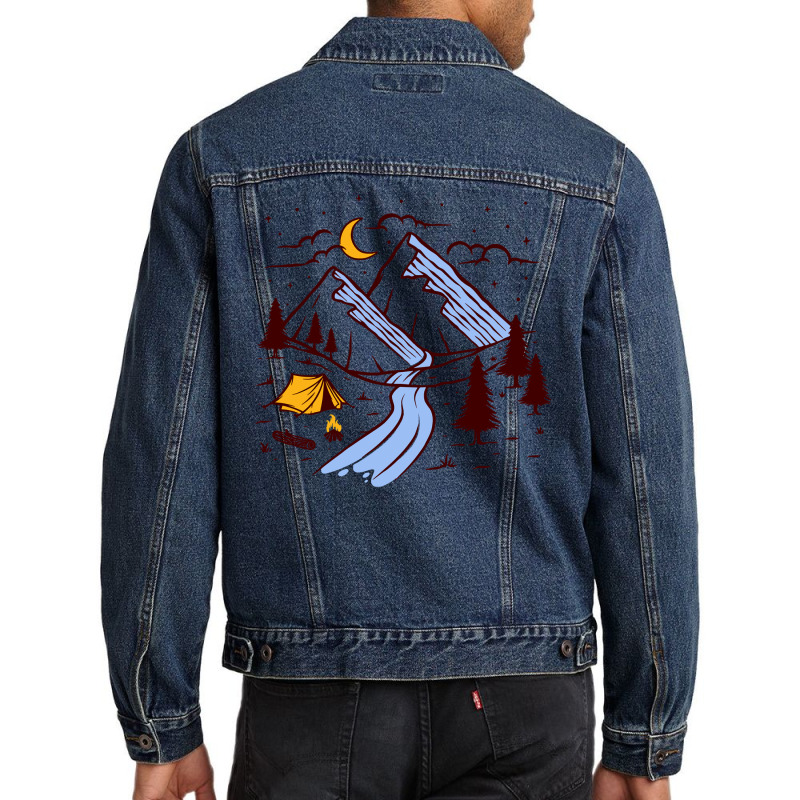 Camp Camping On The Mountaincamper Camper Men Denim Jacket | Artistshot