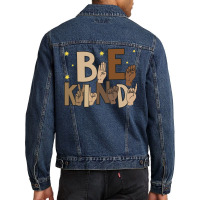 American Sign Language Asl Be Kind Hand Sign Language Asl Men Denim Jacket | Artistshot