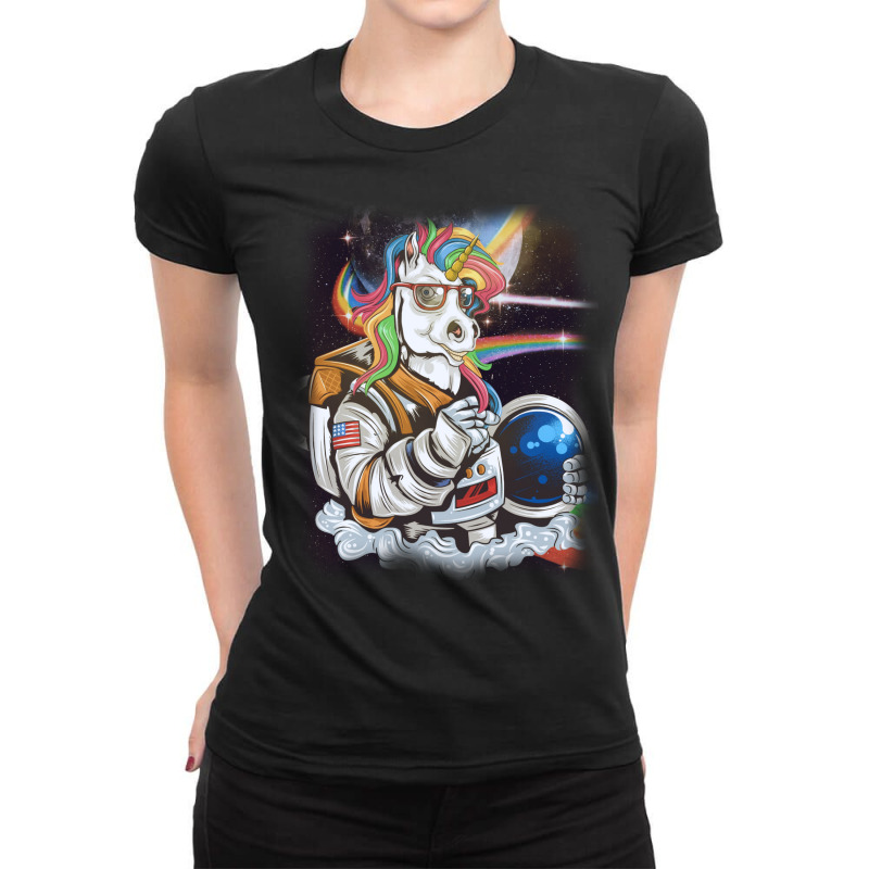 Perfect Astronaut Unicorn In The Space. Ladies Fitted T-Shirt by Maskef tiger | Artistshot