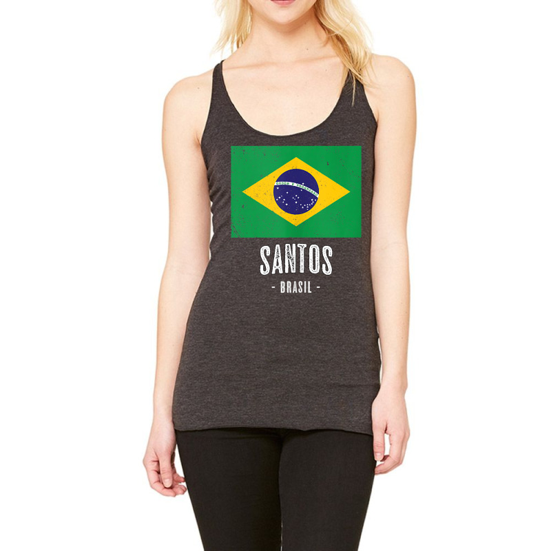 City Of Santos   Brazil  Br Brazilian Flag Merch   Graphic Tank Top Racerback Tank by JahmayaWhittle | Artistshot