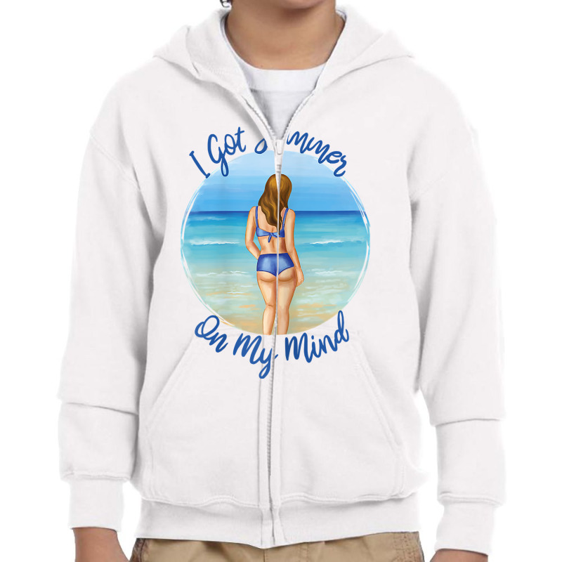 I Got Summer On My Mind, Woman On The Beach T Shirt Youth Zipper Hoodie by saldeenshakir | Artistshot