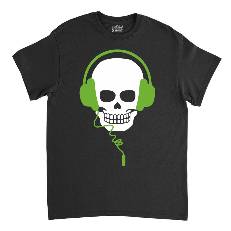 Music Lover Skull Headphones Classic T-shirt by AQSRi | Artistshot