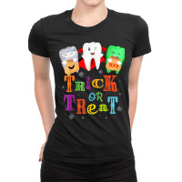 Halloween Office Dental Costume Funny Teeth Squad Dentist T Shirt Ladies Fitted T-shirt | Artistshot