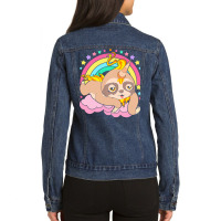 Animal T  Shirt Cute Sloth Magical Unicorn Slothicorn Lazy Animal T  S Ladies Denim Jacket | Artistshot