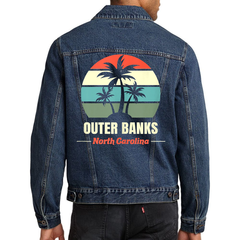 North Carolina Retro Beach Vacation Souvenir Obx Outer Banks Tank Top Men Denim Jacket by Smykowskicalob1991 | Artistshot