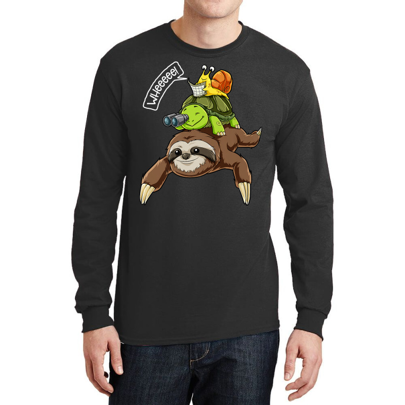 Sloth Turtle Snail T Shirt Piggyback Running Riding Team Tee Long Sleeve Shirts by KretschmerBridge | Artistshot