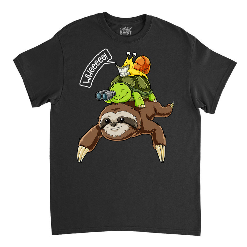 Sloth Turtle Snail T Shirt Piggyback Running Riding Team Tee Classic T-shirt by KretschmerBridge | Artistshot