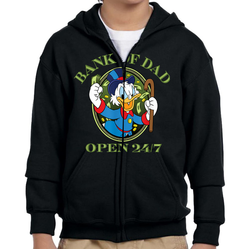 Ducktales Scrooge Mcduck   Bank Of Dad T Shirt Youth Zipper Hoodie by jermonmccline | Artistshot