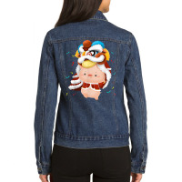 Dragon Dance Pig New Year Gift T Shirt Cute Fortune Shirt Ladies Denim Jacket | Artistshot