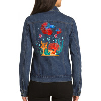 Fishing Saltwater Betta Fish Lover Fishkeeping Animal Fish T Shirt Ladies Denim Jacket | Artistshot