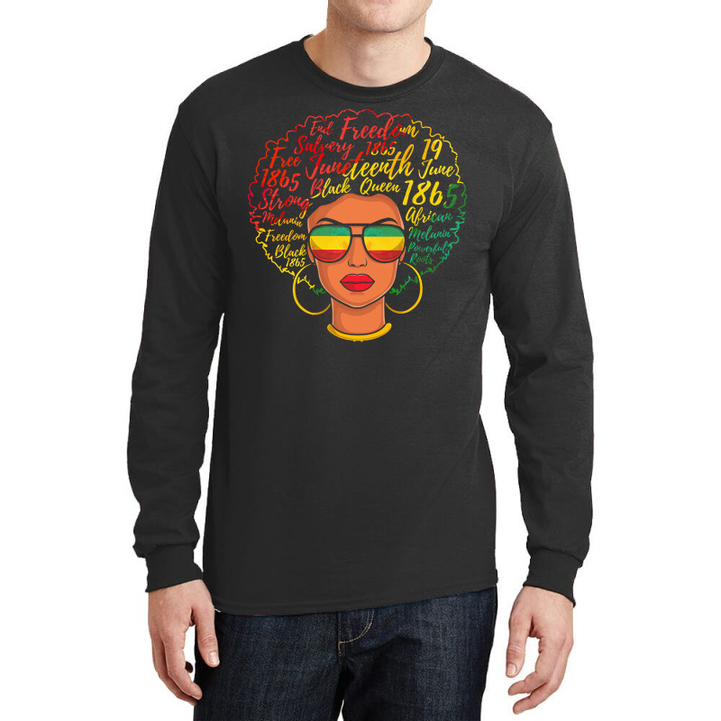 Juneteenth T  Shirt Juneteenth Freedom Day Afro Word Art Black Queen T Long Sleeve Shirts | Artistshot