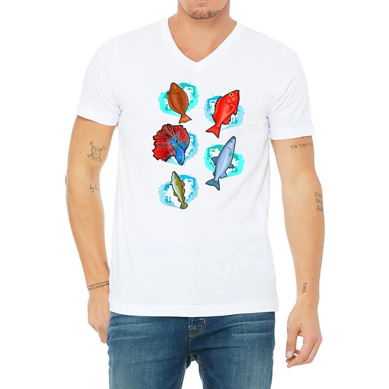 Fish Species Collection Fishkeeping Sea Animal Fishing Fish T Shirt V-Neck Tee by Smykowskicalob1991 | Artistshot