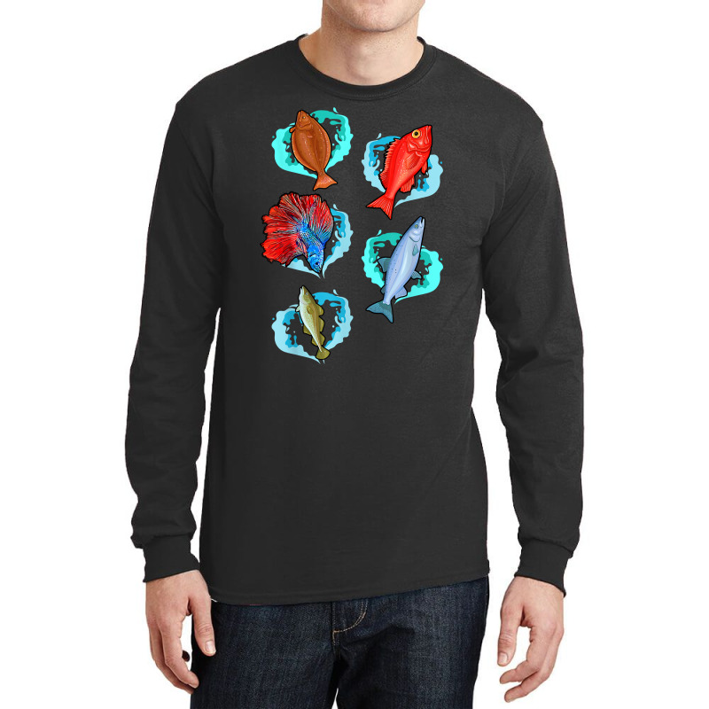 Fish Species Collection Fishkeeping Sea Animal Fishing Fish T Shirt Long Sleeve Shirts by Smykowskicalob1991 | Artistshot