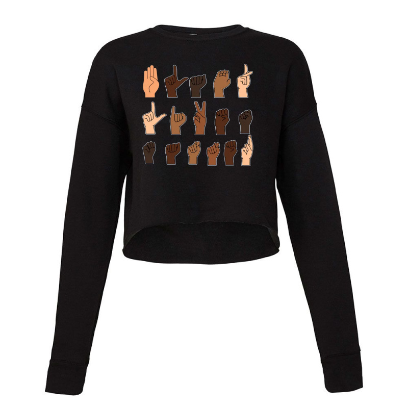 Black Lives Matter Sign Language Cropped Sweater by Robertos | Artistshot