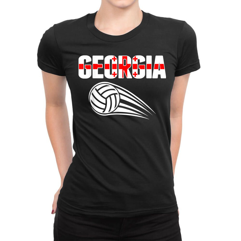 Georgia Volleyball Lovers Jersey   Georgian Flag Sport Fans T Shirt Ladies Fitted T-Shirt by darelychilcoat1989 | Artistshot