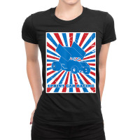 Vintage Sprint Car Racing Red White Blue Stripes Sunburst T Shirt Ladies Fitted T-shirt | Artistshot