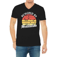 Meditation T  Shirt Powered By Meditation Meditation Spiritual Buddhis V-neck Tee | Artistshot