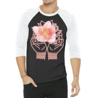 Meditation Yoga T  Shirt Meditation Hands Flower Rose T  Shirt 3/4 Sleeve Shirt | Artistshot