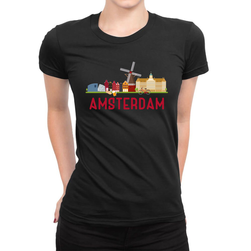 Amsterdam Skyline Ladies Fitted T-shirt | Artistshot