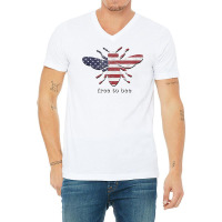 Bee Free' Honeybee With American Flag T Shirt V-neck Tee | Artistshot