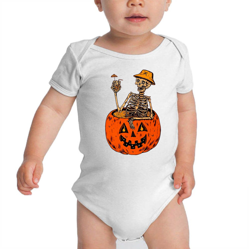 Skeleton Pumpkin's Planet Ghost Baby Bodysuit | Artistshot