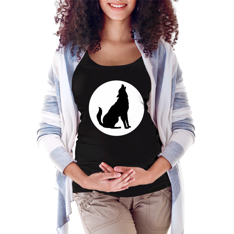 Black And White Silhouette Wolf Maternity Scoop Neck T-shirt by lonnieyrussell | Artistshot