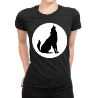 Black And White Silhouette Wolf Ladies Fitted T-shirt | Artistshot