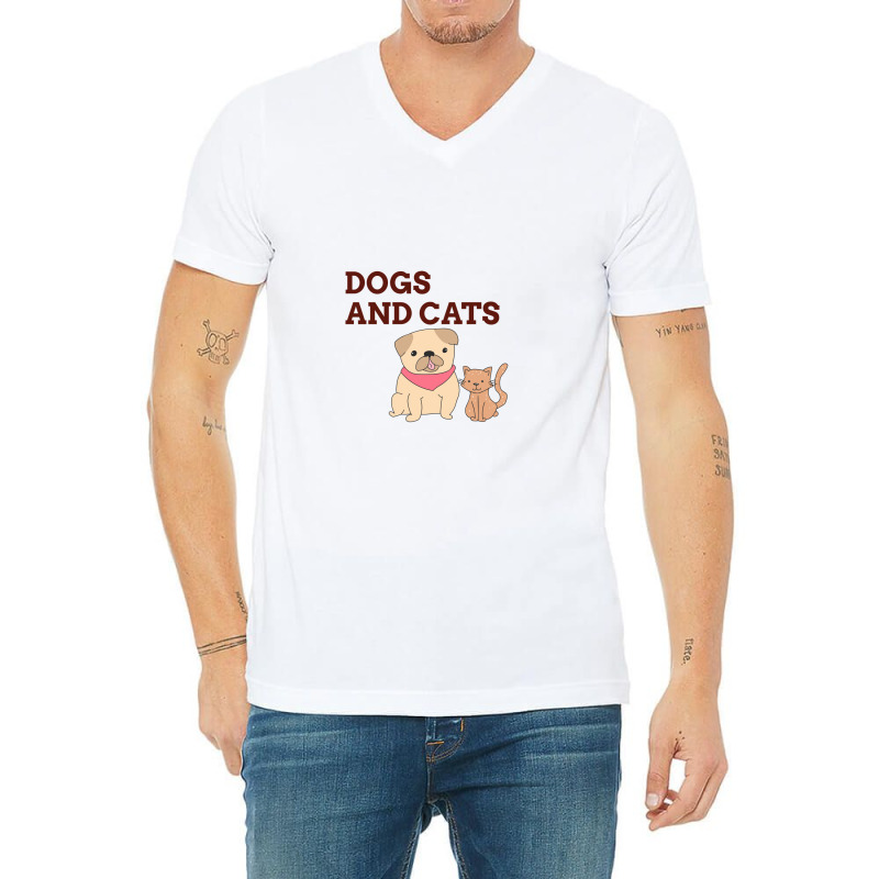 Dogs And Cat V-Neck Tee by KimberlyKeiza | Artistshot