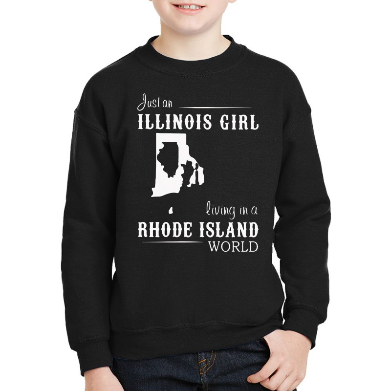 Just An Illinois Girl Living In A Rhode Island World Map Youth Sweatshirt | Artistshot