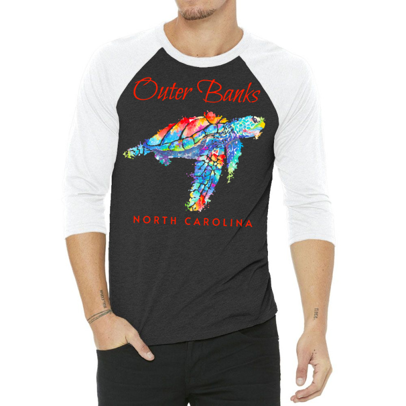 Outer Banks North Carolina Watercolor S T  Shirt Outer Banks North Car 3/4 Sleeve Shirt by darrengorczany780 | Artistshot