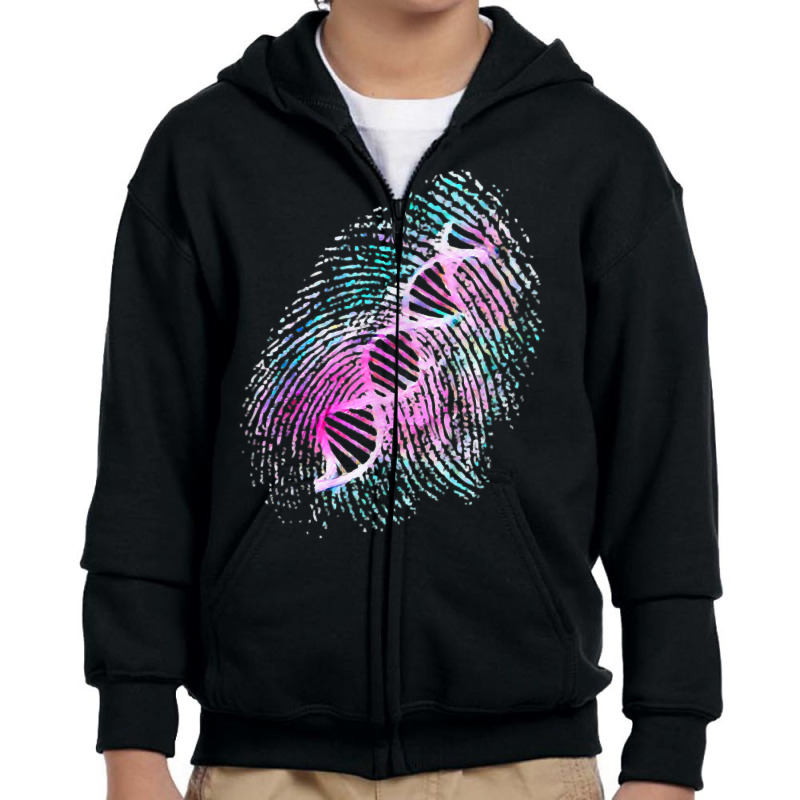 Dna Genetics Color Fingerprint T Shirt Science Biology Shirt Youth Zipper Hoodie by holly434 | Artistshot