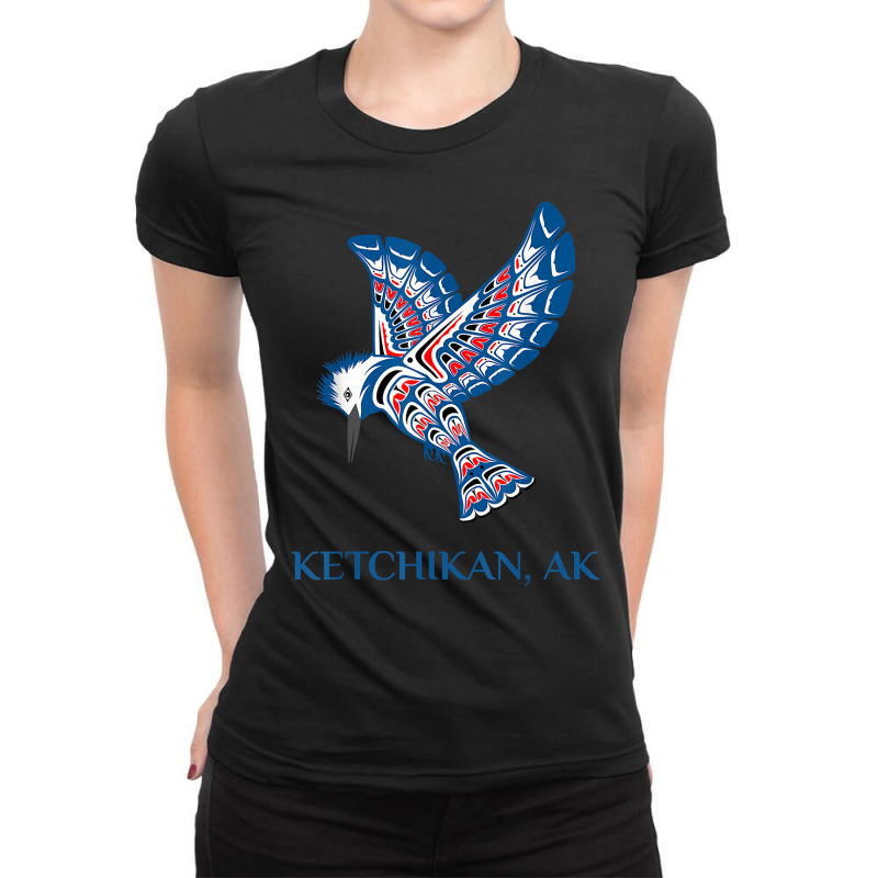 Ketchikan Alaska Kingfisher Native American Indian Bird Art T Shirt Ladies Fitted T-Shirt by alanacaro | Artistshot