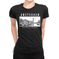 Amsterdam Vintage Netherlands Black & White Amsterdam T Shirt Ladies Fitted T-shirt | Artistshot