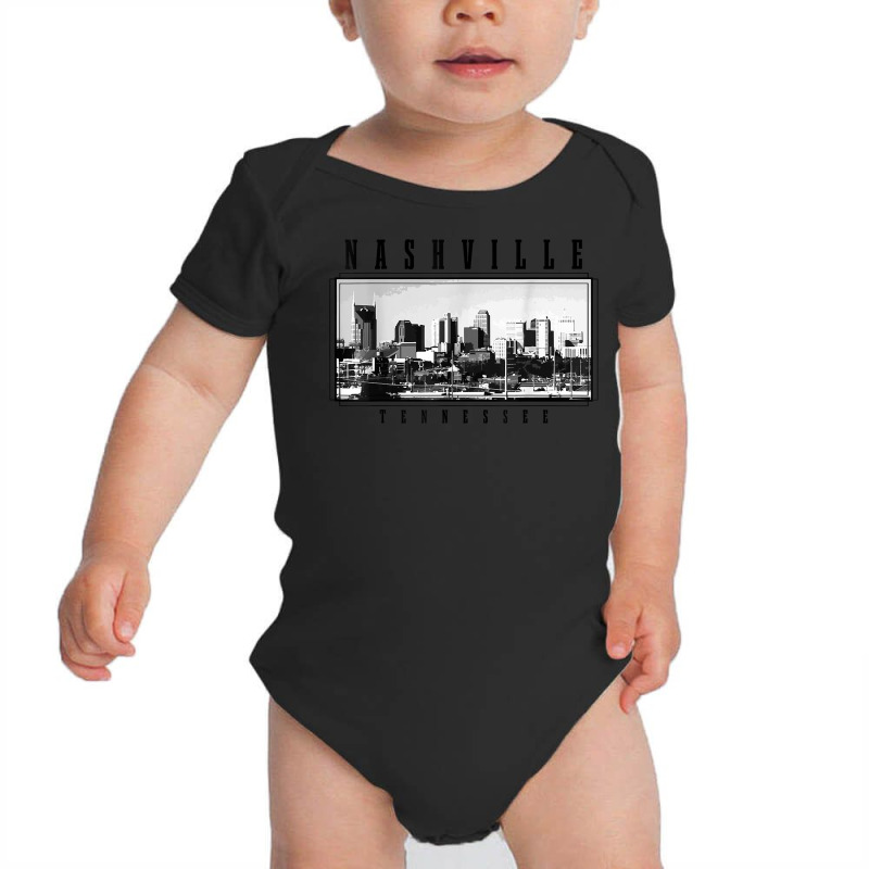 Nashville Tennessee Vintage Skyline Country Music City T Shirt Baby Bodysuit by jermonmccline | Artistshot