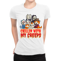 Chillin With My Creeps Funny Cat Horror Movies Serial Killer T Shirt Ladies Fitted T-shirt | Artistshot