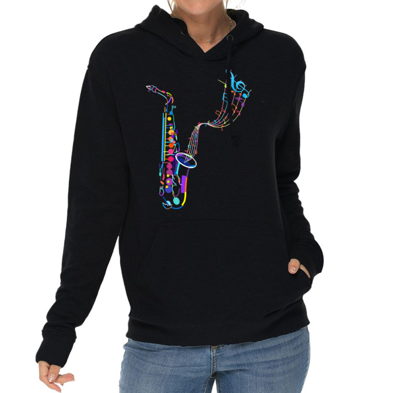 Saxophone T  Shirt Saxophone   Saxophone And Musical Notes T  Shirt (1 Lightweight Hoodie by darrengorczany780 | Artistshot