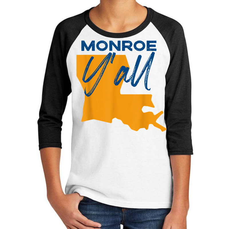 Monroe Louisiana Y'all La Pride State Map Cute T Shirt Youth 3/4 Sleeve | Artistshot