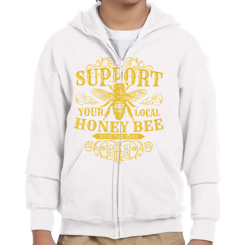 Vintage Beekeeper Support Your Local Honeybee Save The Bees Pullover H Youth Zipper Hoodie | Artistshot