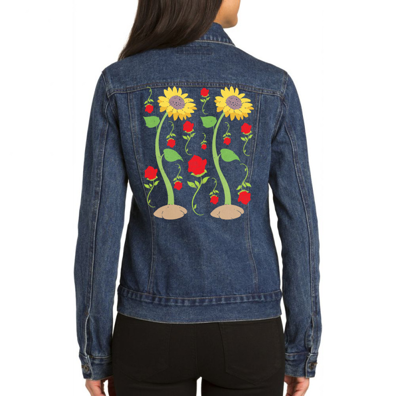 Botanical T  Shirt Floral Nature Sunflowers Garden Flowers Roses Botan Ladies Denim Jacket by caseynitzsche899 | Artistshot