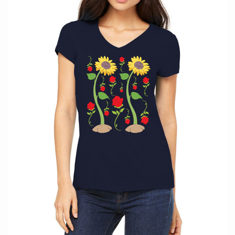 Botanical T  Shirt Floral Nature Sunflowers Garden Flowers Roses Botan Women's V-Neck T-Shirt by caseynitzsche899 | Artistshot