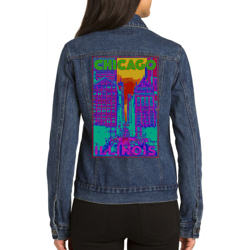 Chicago United States Illinois Ladies Denim Jacket by zig street | Artistshot