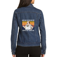 Funny Question What Are You Exercising Vintage Style Outfit Ladies Denim Jacket | Artistshot