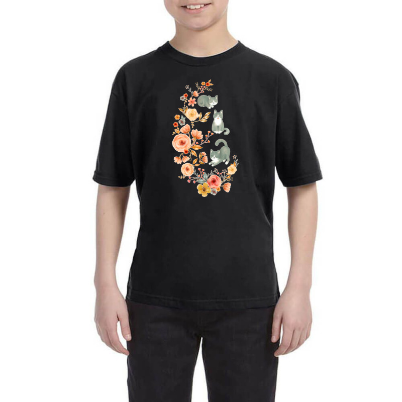 Fancy Felines With Flowers Youth Tee | Artistshot