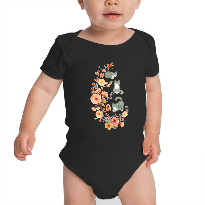 Fancy Felines With Flowers Baby Bodysuit | Artistshot