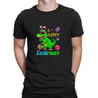 Happy Eastrawr Dinosaur With Bunny Ears And Eggs Basket T-shirt | Artistshot